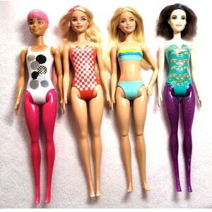 Color Reveal Fashion Barbie doll Lot of 4 Sweet Fruit Fizzy Bath Party Series